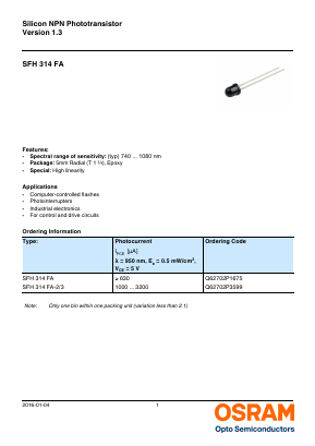 SFH314FA Datasheet PDF OSRAM GmbH