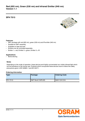 SFH-7013 Datasheet PDF OSRAM GmbH