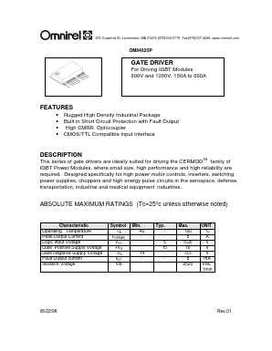 OM9402SP Datasheet PDF Omnirel Corp => IRF