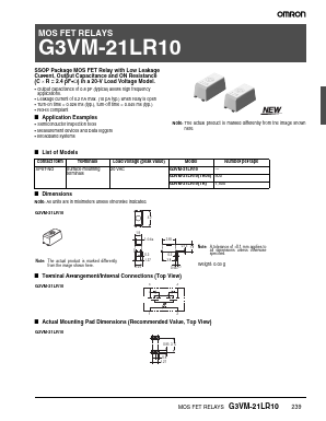 G3VM-21LR10(TR05) Datasheet PDF OMRON Corporation