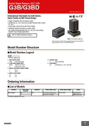 G3B Datasheet PDF OMRON Corporation