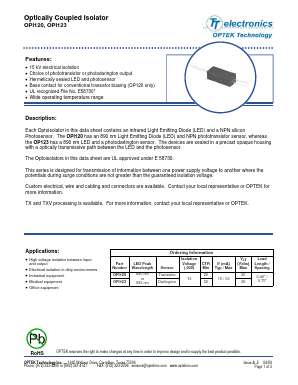 OPI123 Datasheet PDF Optek Technology