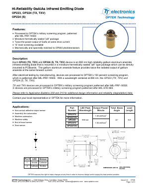 OP224TXV Datasheet PDF Optek Technology