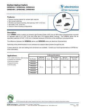 OPB854A3 Datasheet PDF Optek Technology