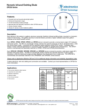 OP231 Datasheet PDF Optek Technology