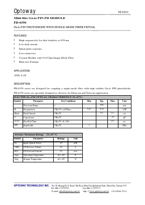 PD-8350-T Datasheet PDF Optoway Technology