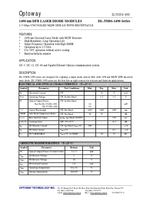 DL-5500S-1490 Datasheet PDF Optoway Technology