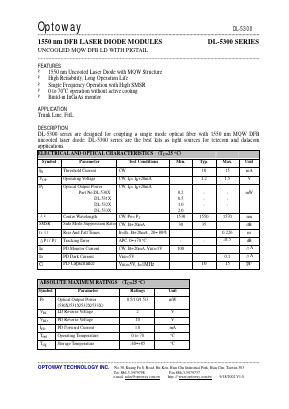 DL-5300 Datasheet PDF Optoway Technology