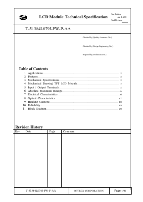 T-51384L079J-FW-P-AA Datasheet PDF Optrex Corporation