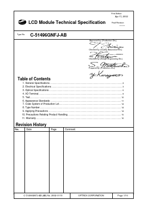 C-51496GNFJ-AB Datasheet PDF Optrex Corporation