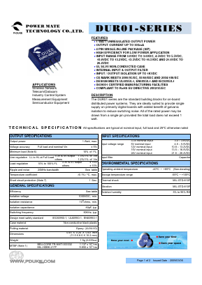 DUR01-33S15 Datasheet PDF Power Mate Technology