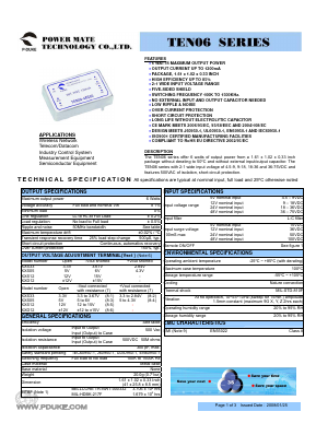 TEN06-05D12 Datasheet PDF Power Mate Technology