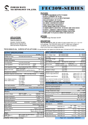 FEC30-24D15W Datasheet PDF Power Mate Technology
