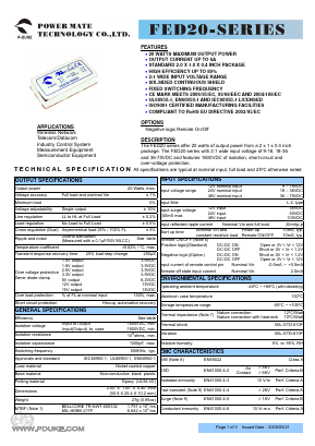 FED20-24D12 Datasheet PDF Power Mate Technology
