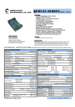 QEB125-24S05-K Datasheet PDF Power Mate Technology