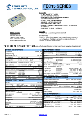 FEC15-12D05 Datasheet PDF Power Mate Technology