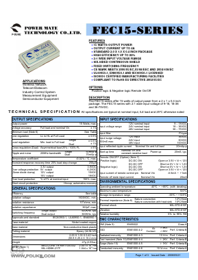 FEC15-12D05 Datasheet PDF Power Mate Technology