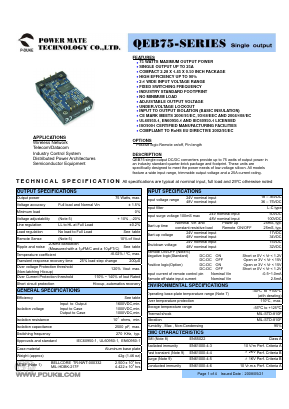 QEB75-24S12 Datasheet PDF Power Mate Technology