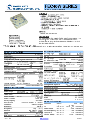 FEC40-48S3P3W Datasheet PDF Power Mate Technology