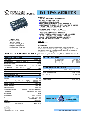 DU1P0-05D12 Datasheet PDF Power Mate Technology