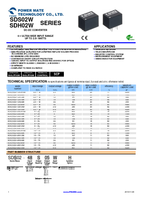 SDH02-12S05WH Datasheet PDF Power Mate Technology