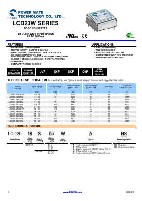 LCD20-48S12W Datasheet PDF Power Mate Technology