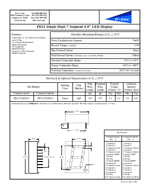 PD21-CCDG13 Datasheet PDF P-tec Corporation