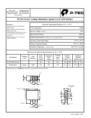 PL104-4G13 Datasheet PDF P-tec Corporation