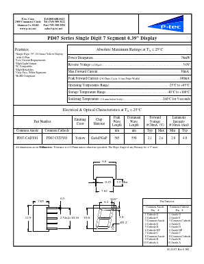 PD07-CADY01 Datasheet PDF P-tec Corporation