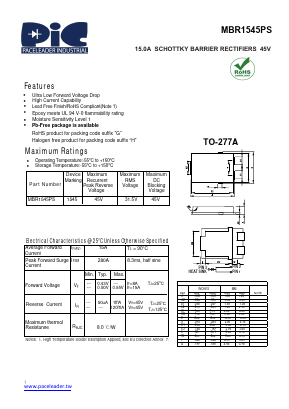 MBR1545PS Datasheet PDF PACELEADER INDUSTRIAL