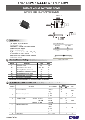 1N4148W Datasheet PDF PACELEADER INDUSTRIAL