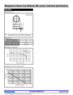 ML2020 Datasheet PDF Panasonic Battery Group