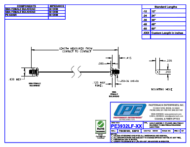 PE3932LF Datasheet PDF Pasternack Enterprises, Inc.