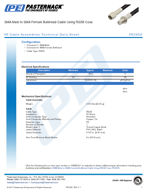 PE3956-XX Datasheet PDF Pasternack Enterprises, Inc.