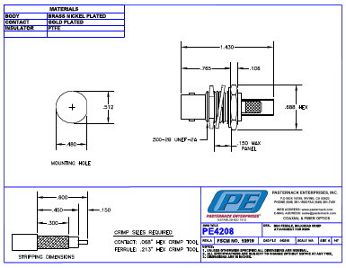 PE4208 Datasheet PDF Pasternack Enterprises, Inc.