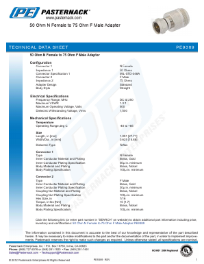 PE9389 Datasheet PDF Pasternack Enterprises, Inc.