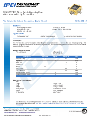 PE71S2018 Datasheet PDF Pasternack Enterprises, Inc.