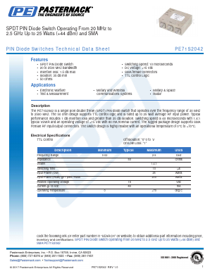 PE71S2042 Datasheet PDF Pasternack Enterprises, Inc.