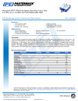 PE71S6238 Datasheet PDF Pasternack Enterprises, Inc.