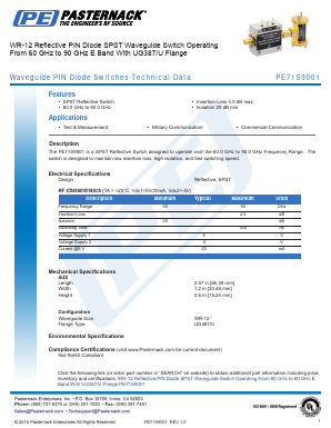 PE71S9001 Datasheet PDF Pasternack Enterprises, Inc.
