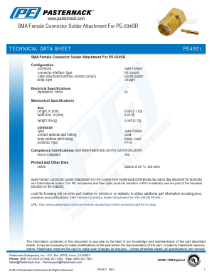 PE4921 Datasheet PDF Pasternack Enterprises, Inc.