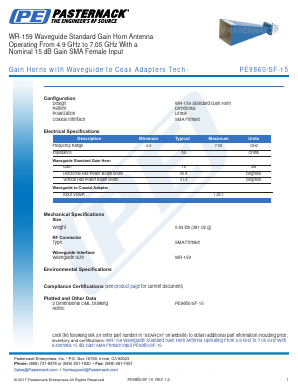 PE9860-SF-15 Datasheet PDF Pasternack Enterprises, Inc.
