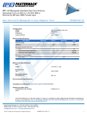 PE9860-SF-20 Datasheet PDF Pasternack Enterprises, Inc.