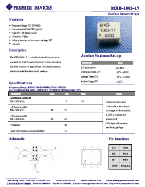 MXB-1003-17 Datasheet PDF PREMIER DEVICES, INC.