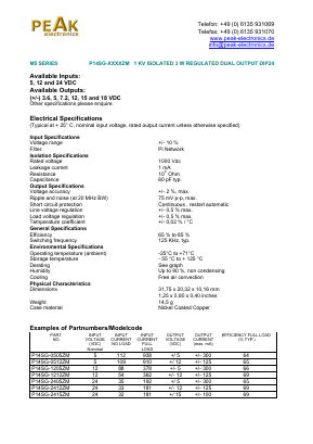 P14SG-0512ZM Datasheet PDF PEAK electronics GmbH