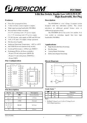 PI3CH800LEX Datasheet PDF Pericom Semiconductor Corporation