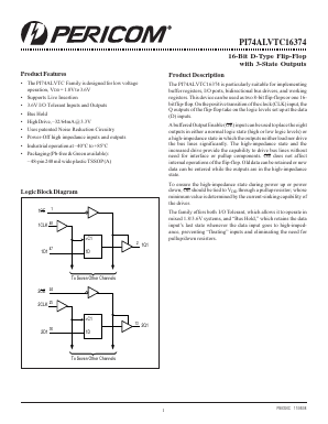 PI74ALVTC16374AE Datasheet PDF Pericom Semiconductor Corporation