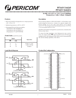PI74AVC164245AAE Datasheet PDF Pericom Semiconductor Corporation