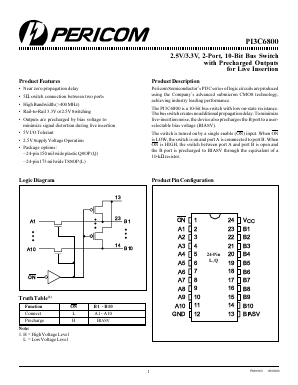 PI3C6800Q Datasheet PDF Pericom Semiconductor Corporation