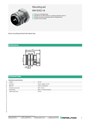 MH-EXG-18 Datasheet PDF Pepperl+Fuchs Inc.